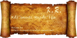 Köpesdi Rozália névjegykártya
